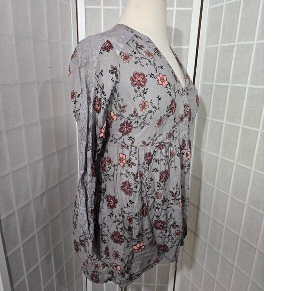 Torrid Floral Babydoll Lace Tunic Semi Blouse Shirt Top Hi Lo Size 00X (10) - Picture 13 of 15